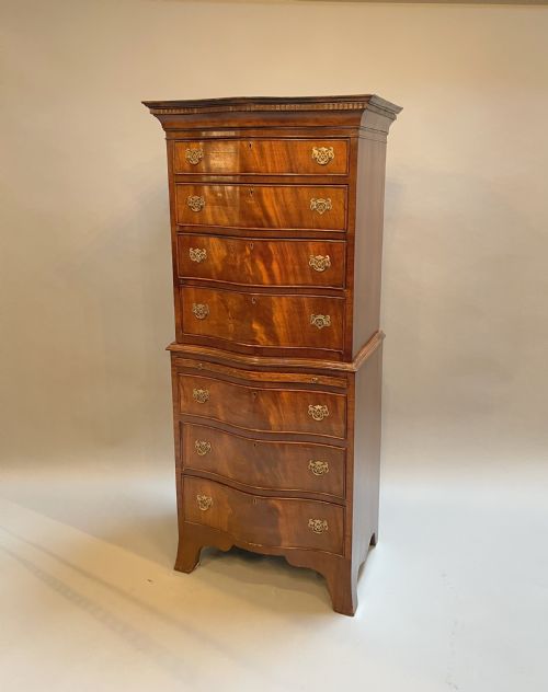 George III Revival Narrow Chest on Chest of Drawers