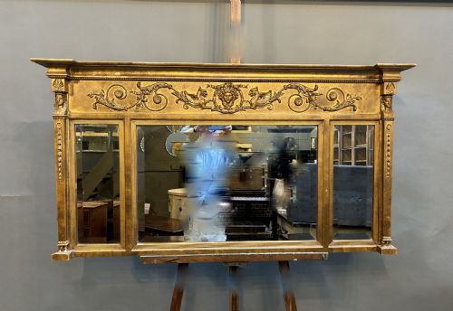 Regency Style Gilt Tryptich Overmantel Miror