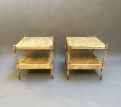 Pair Yew Wood Occasional Side Tables