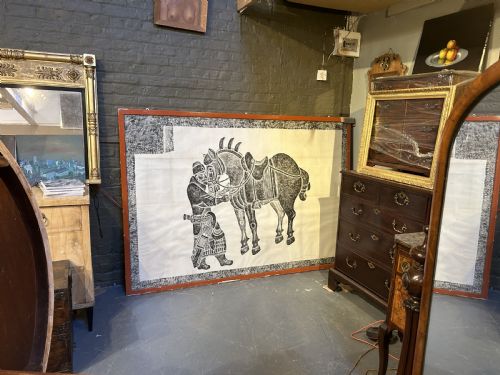 EARLY C20TH LARGE SCALE TANG HORSE BRASS RUBBING - ADDITIONAL PHOTO 1