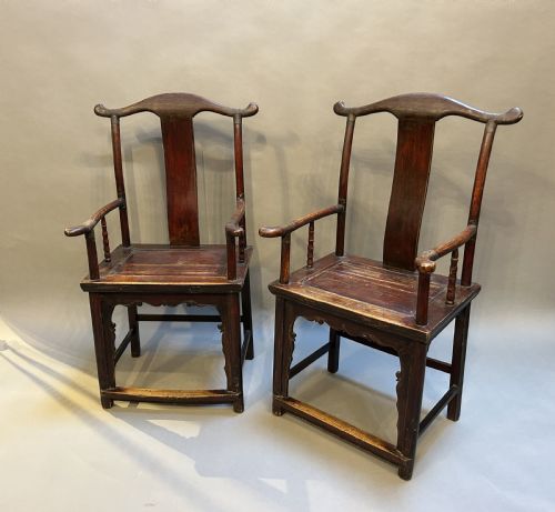 Pair C19th Chinese Marriage Chairs