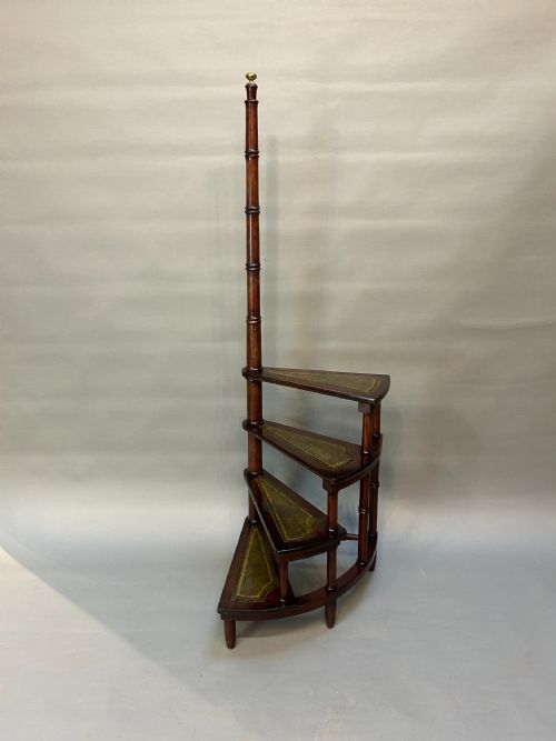 Spiral Mahogany Library Steps