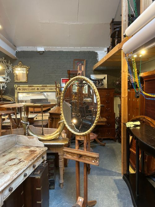 C19TH GILT OVAL WALL MIRROR - ADDITIONAL PHOTO 5