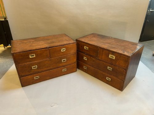 Pair Colonial Campaign  Chest of Drawers