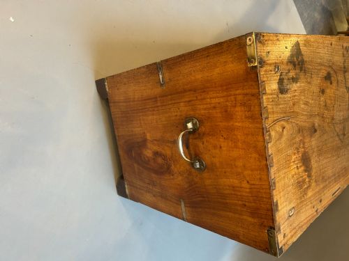 C19TH CAMPAIGN LOW CHEST OF DRAWERS - ADDITIONAL PHOTO 5