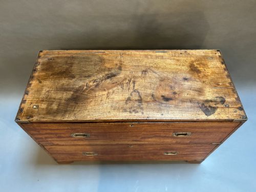 C19TH CAMPAIGN LOW CHEST OF DRAWERS - ADDITIONAL PHOTO 8