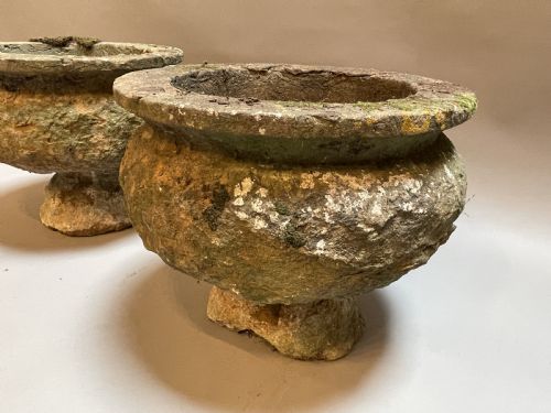 PAIR C19TH SOFT STONE URNS - ADDITIONAL PHOTO 1