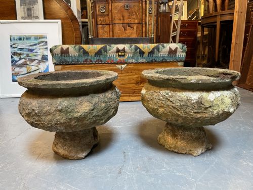 PAIR C19TH SOFT STONE URNS - ADDITIONAL PHOTO 7