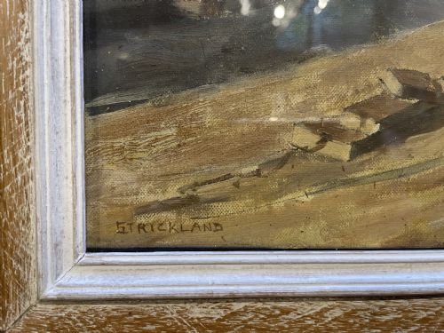 OIL ON BOARD BOAT YARD SIGNED - ADDITIONAL PHOTO 3