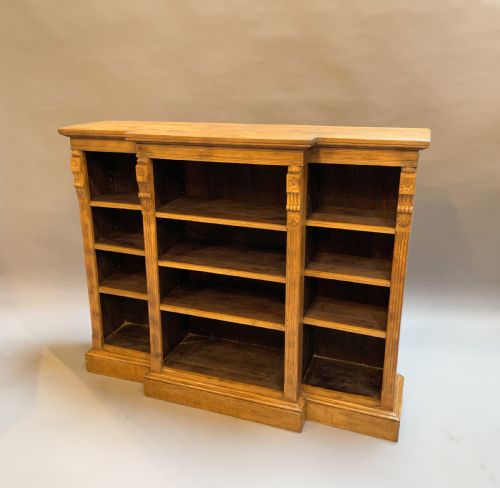 VICTORIAN OAK BREAKFRONT BOOKCASE