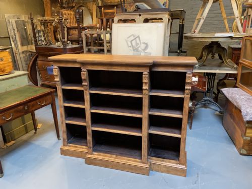 VICTORIAN OAK BREAKFRONT BOOKCASE - ADDITIONAL PHOTO 1