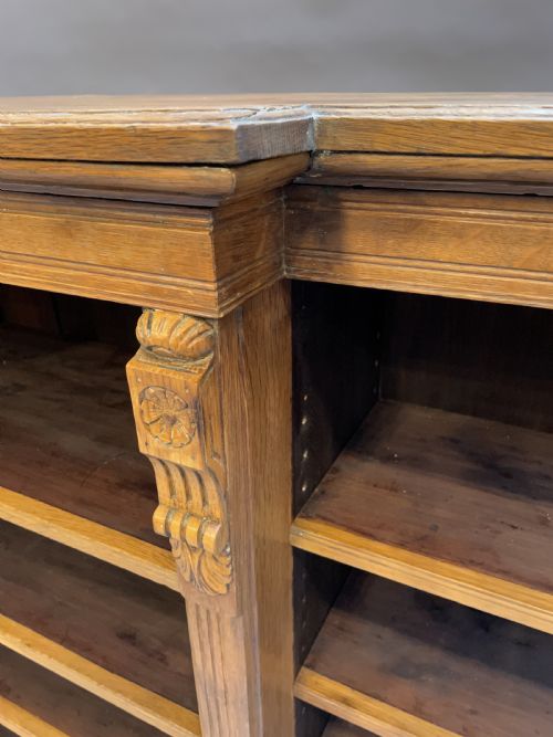 VICTORIAN OAK BREAKFRONT BOOKCASE - ADDITIONAL PHOTO 3