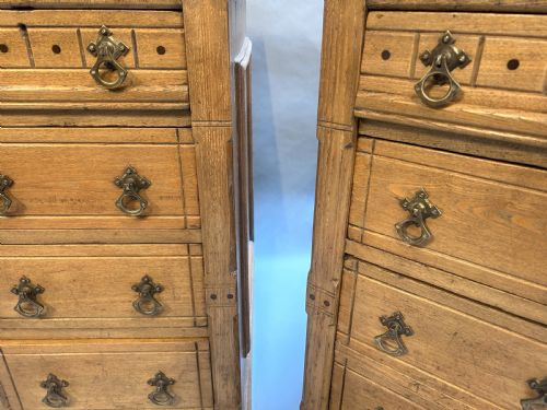 PAIR GOTHIC BEDSIDE CHESTS OF DRAWERS - ADDITIONAL PHOTO 4