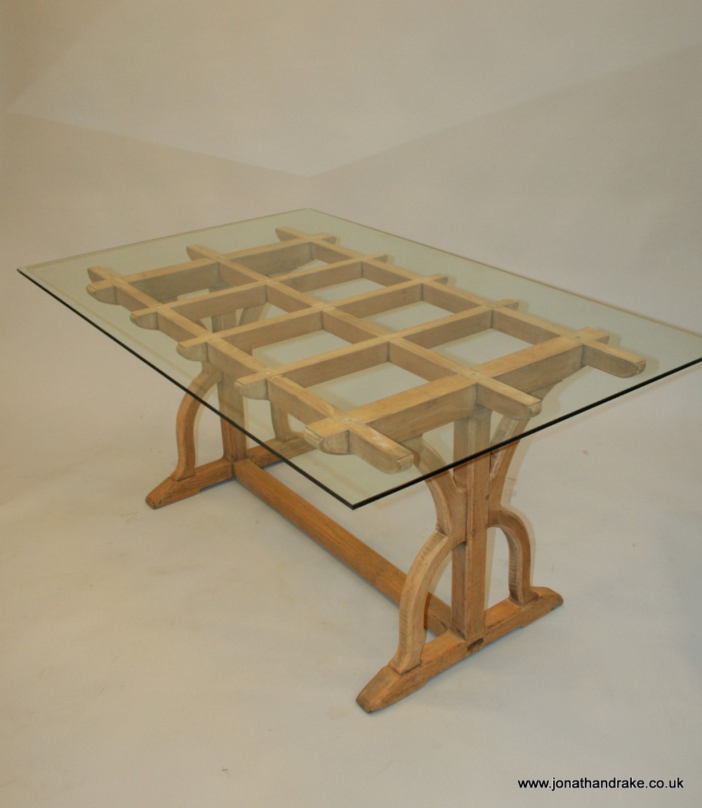 arts and crafts oak frame table