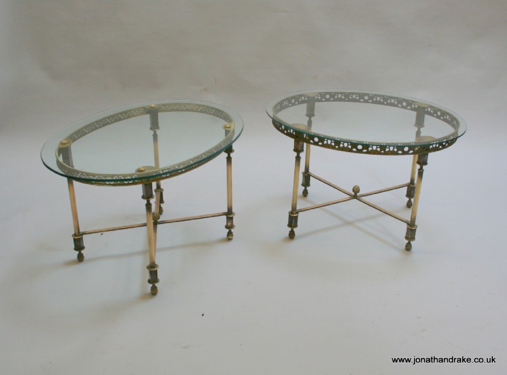 a pair of French brass occasional tables
