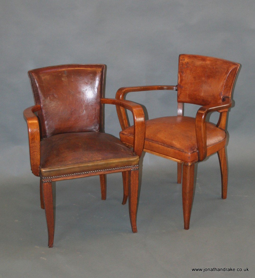 French Art Deco desk leather club chairs