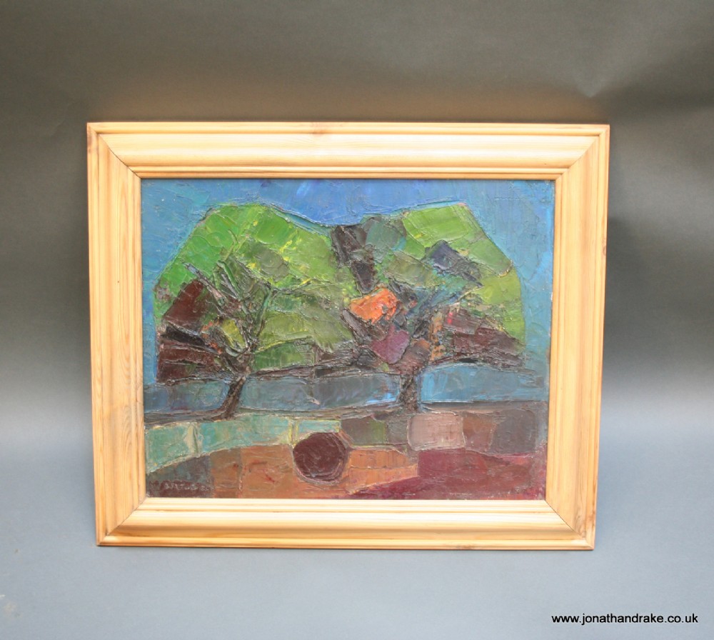 Oil on board, abstract landscape