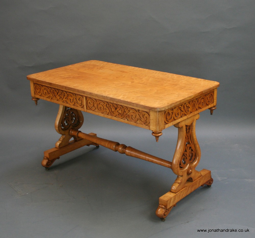 Maple library writing table, manner of Bridgens.