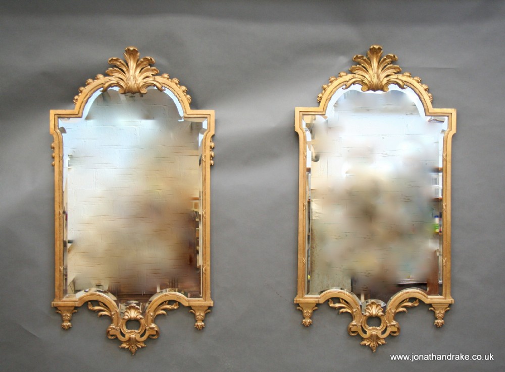 Pair French gilt metal pier mirrors