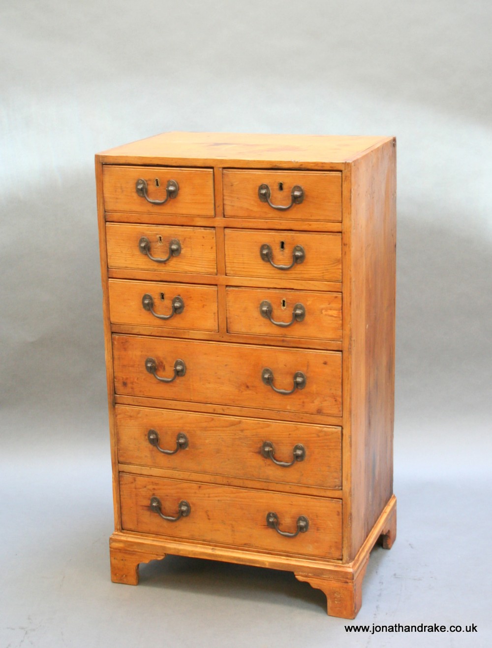 C19th pine chest of drawers