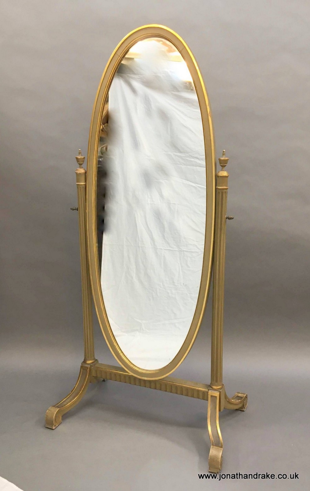 French painted cheval mirror, dated