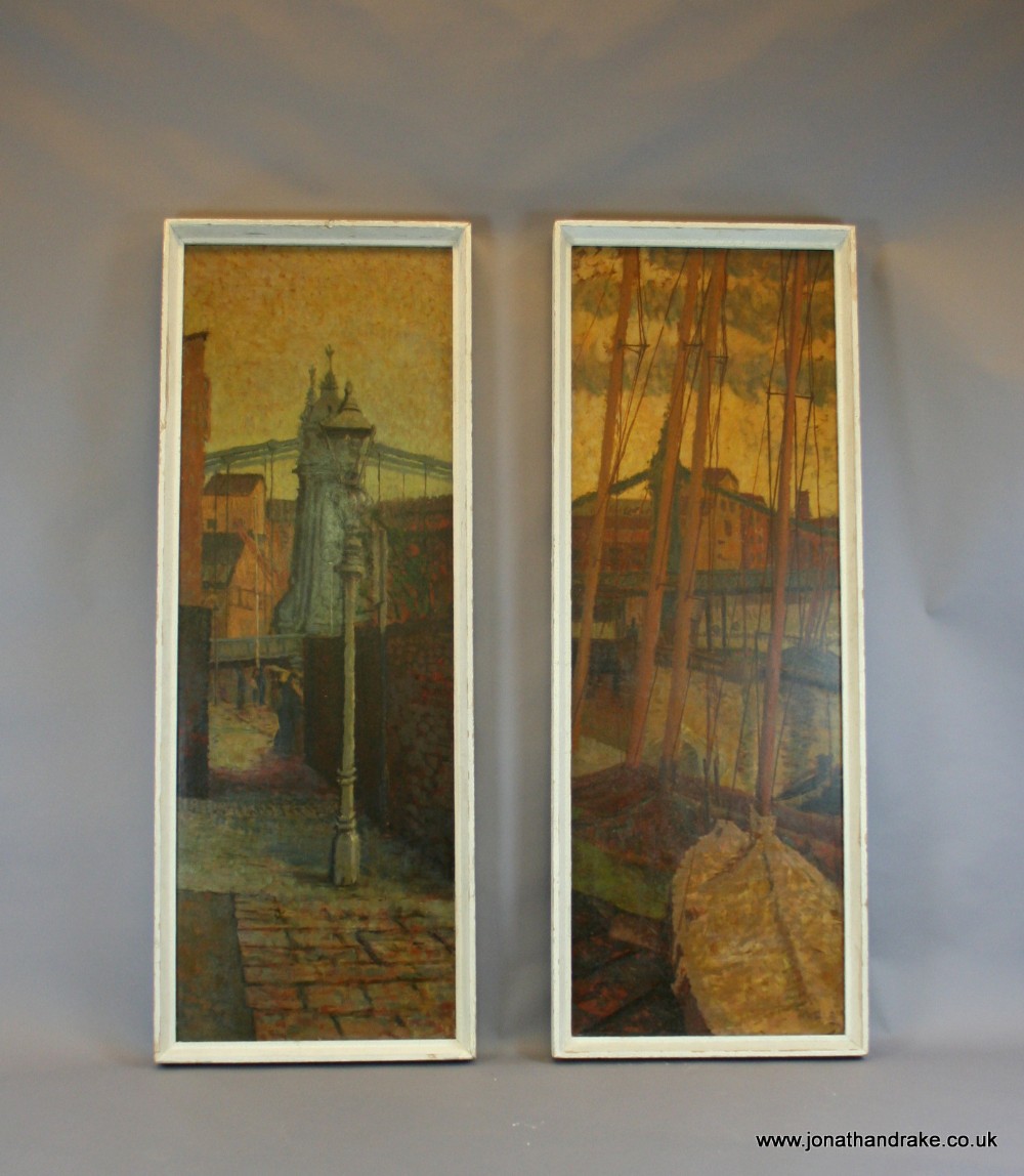 Hammersmith Bridge , Pair Oil On Boards