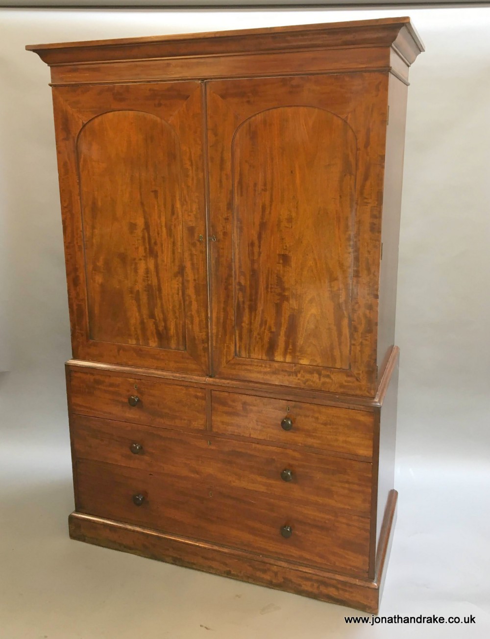 C19th mahogany linen press