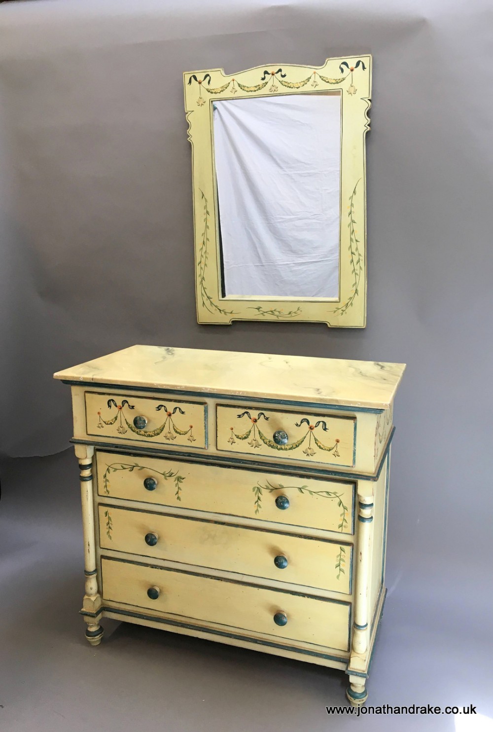 continental painted chest of drawers 