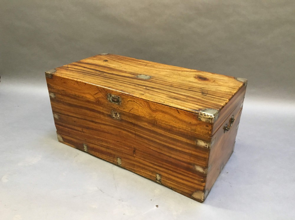 Campaign camphor chest trunk, labelled Harrods