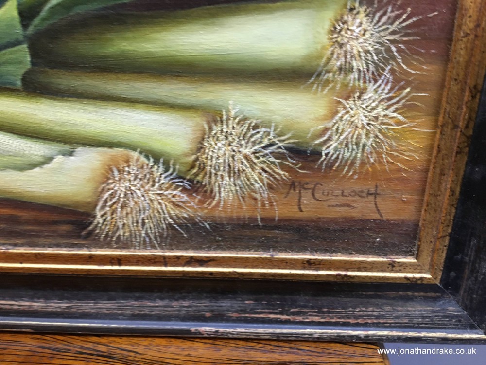 oil on board- still life leeks View III