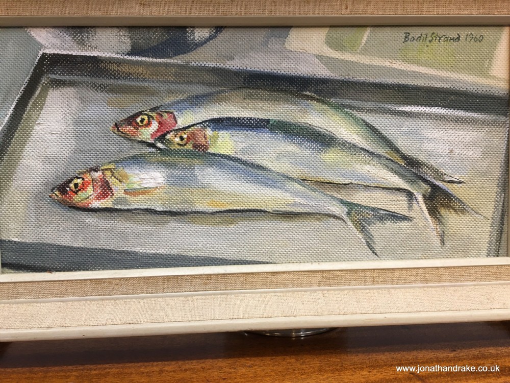 oil on canvas still life mackerel View II