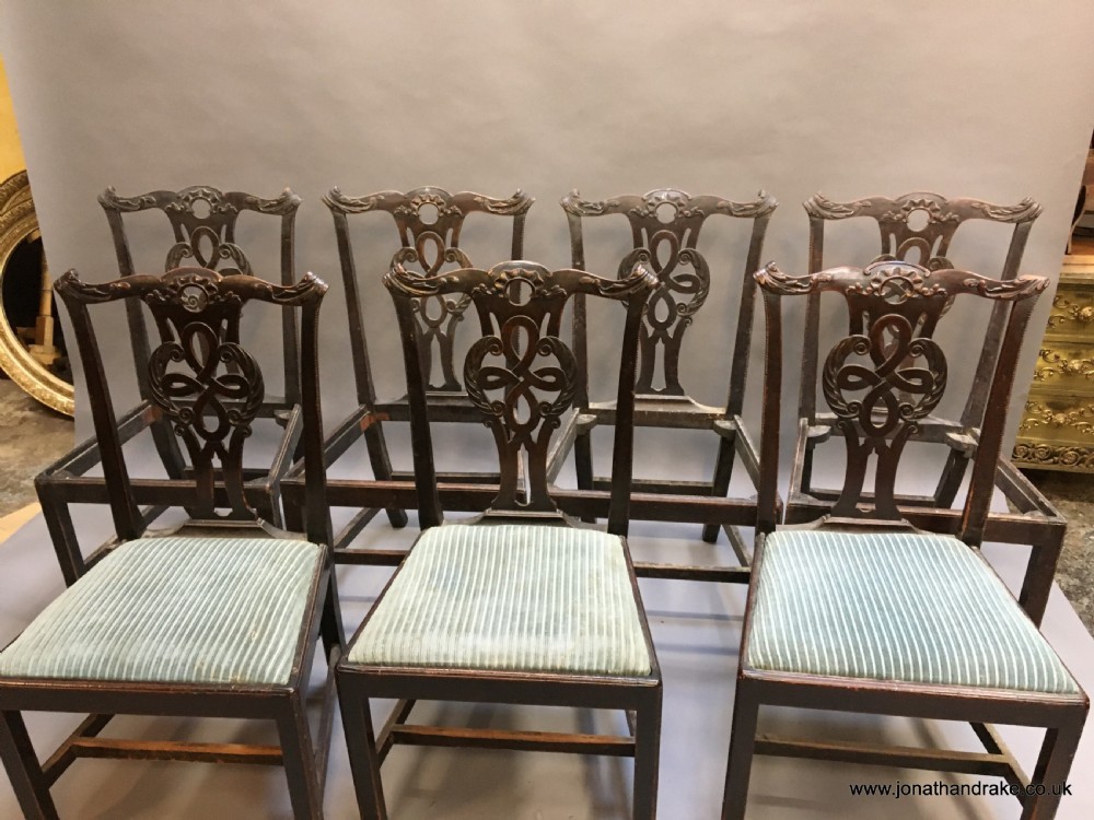 set of C18th mahogany dining chairs View II