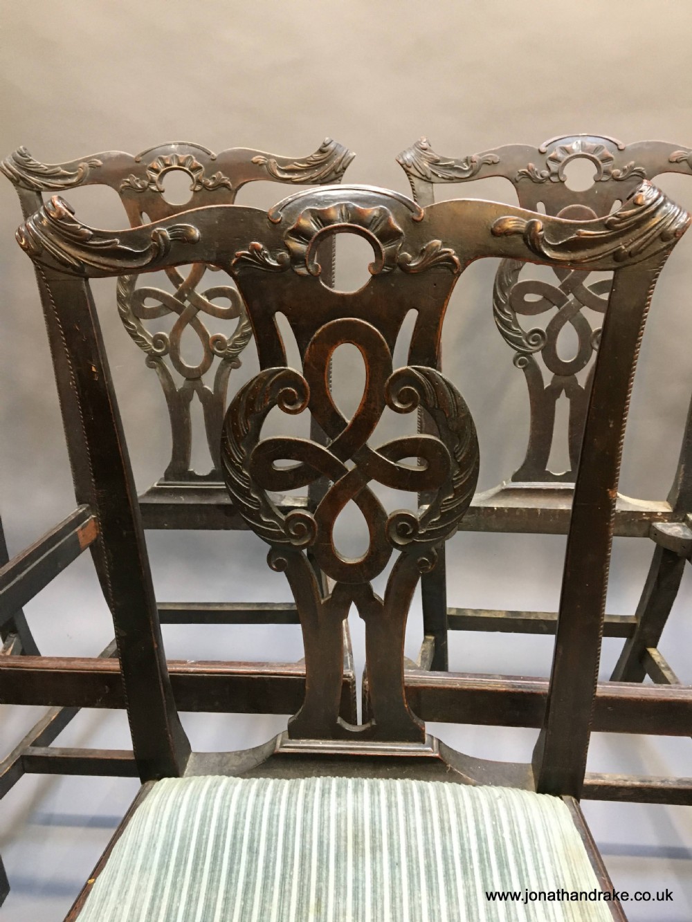 set of C18th mahogany dining chairs View V