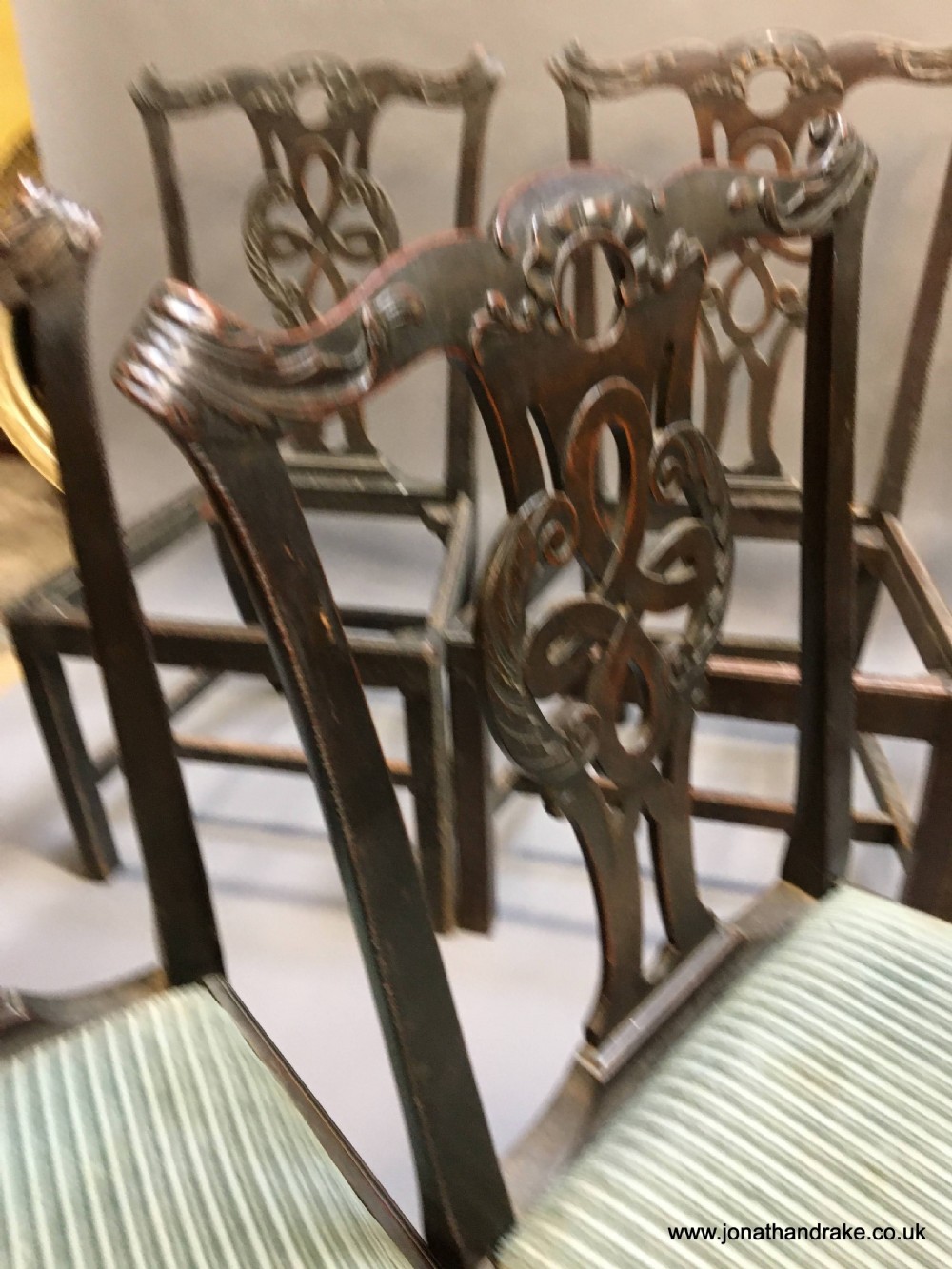 set of C18th mahogany dining chairs View IX