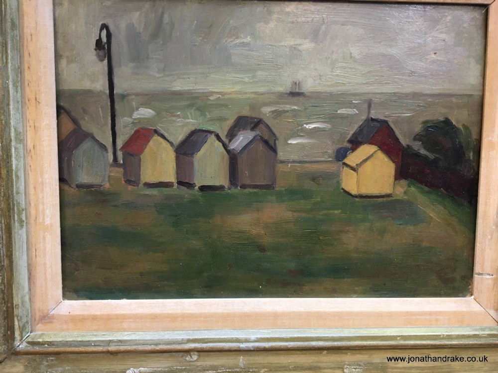 oil on board - beach-huts seascape View II
