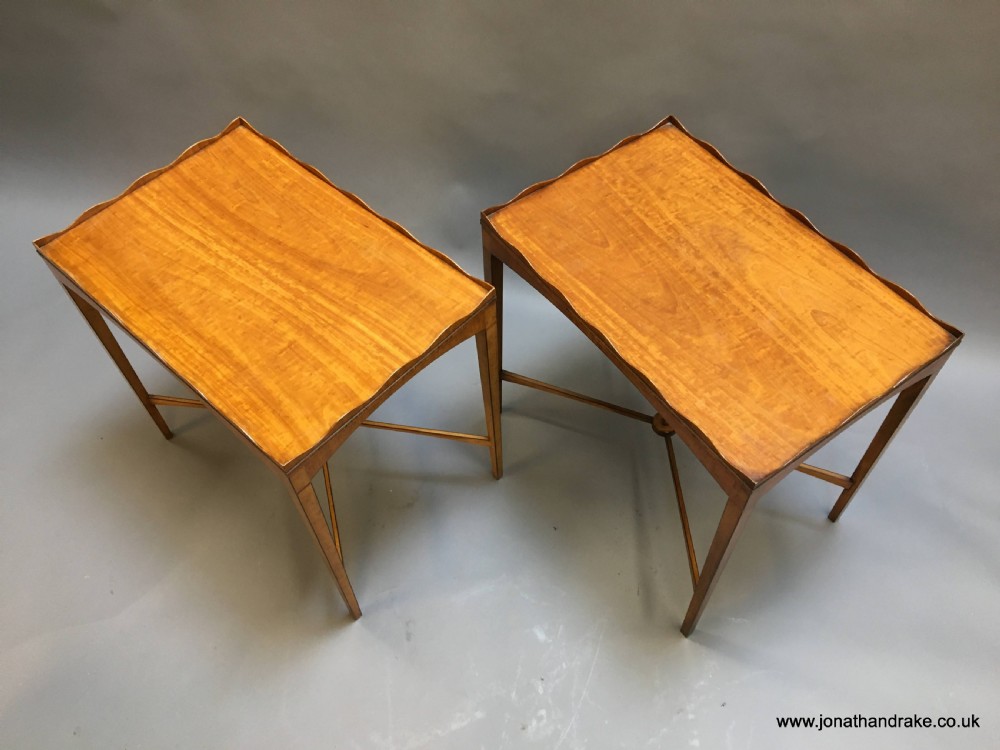 pair Edwardian satinwood occasional tables View II