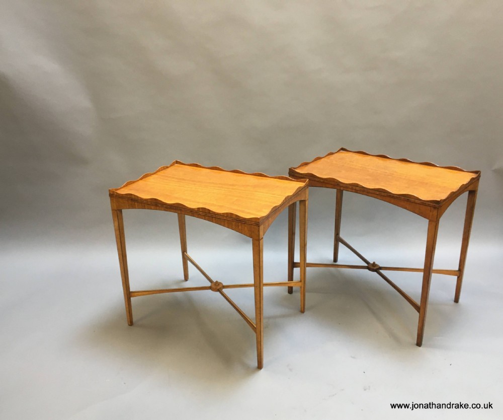 pair Edwardian satinwood occasional tables View III