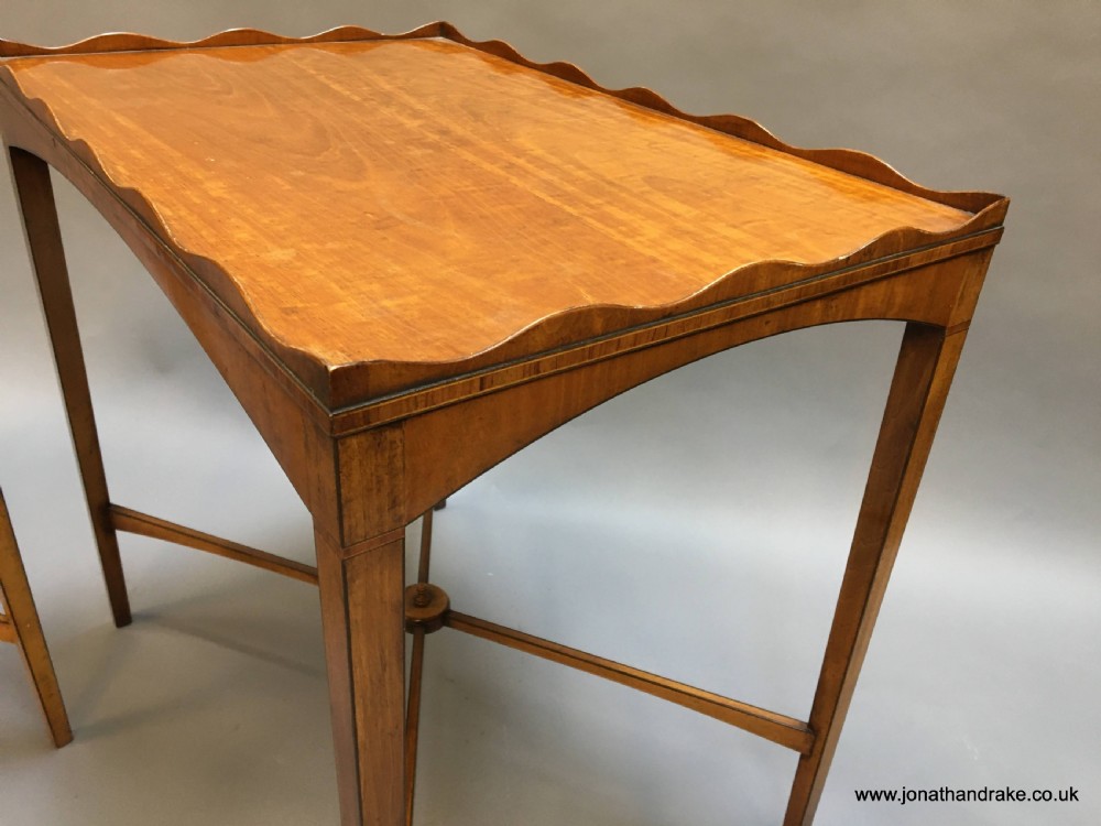 pair Edwardian satinwood occasional tables View IV