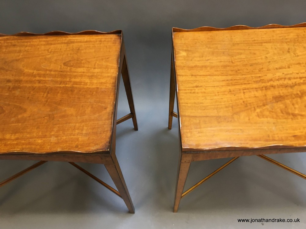 pair Edwardian satinwood occasional tables View VI