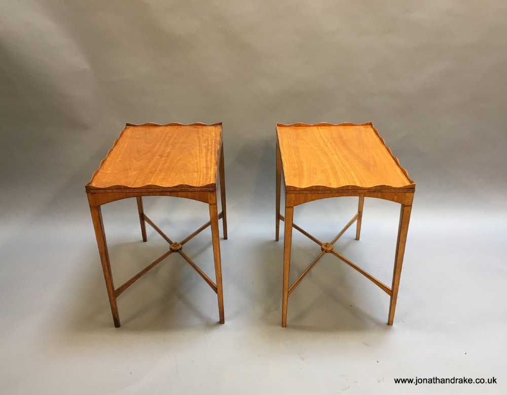 pair Edwardian satinwood occasional tables View VII