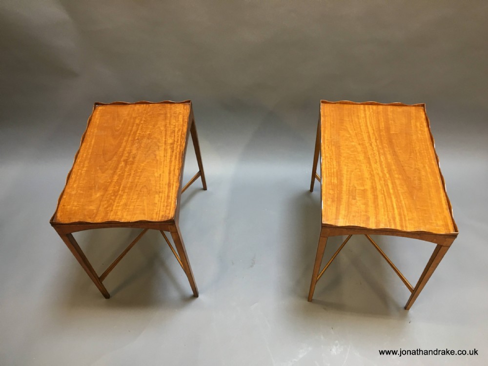 pair Edwardian satinwood occasional tables View XI