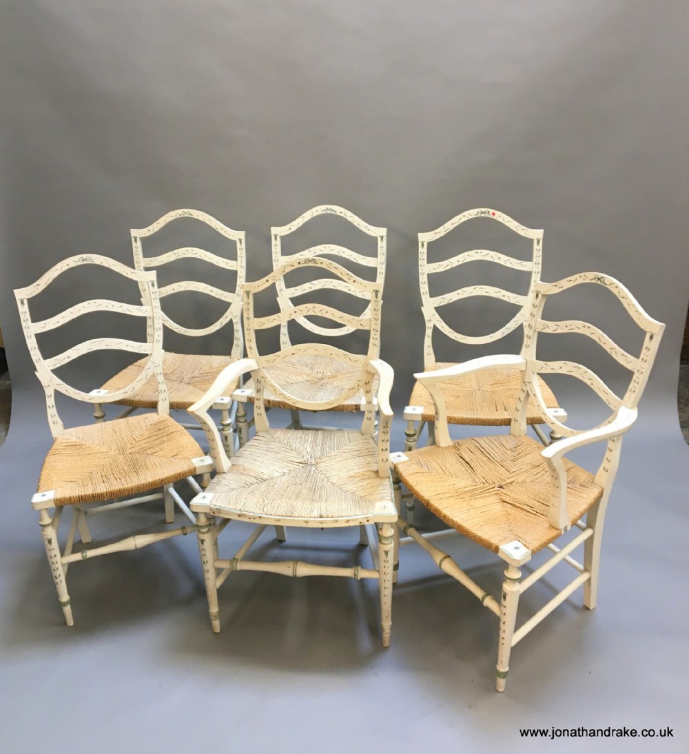 set of 6 Sheraton style painted chairs
