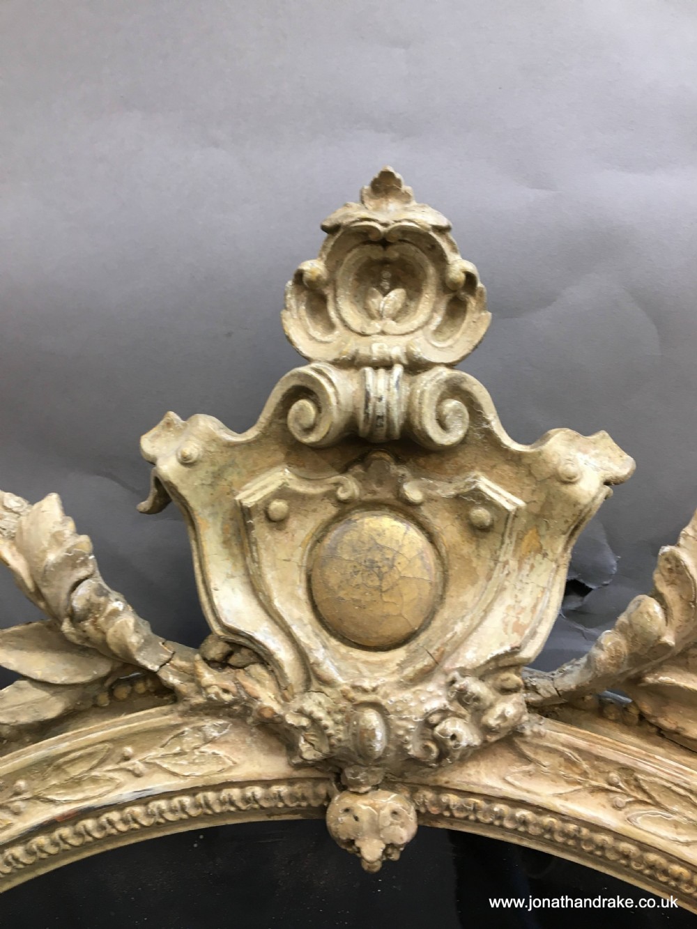 C19th ornate oval overmantle mirror View IX