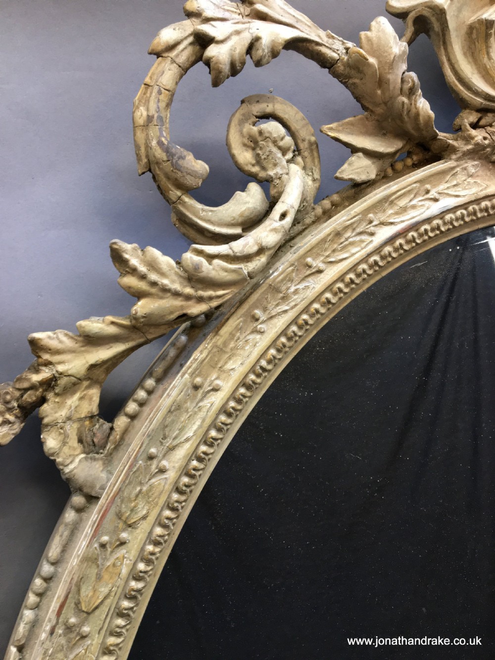 C19th ornate oval overmantle mirror View X