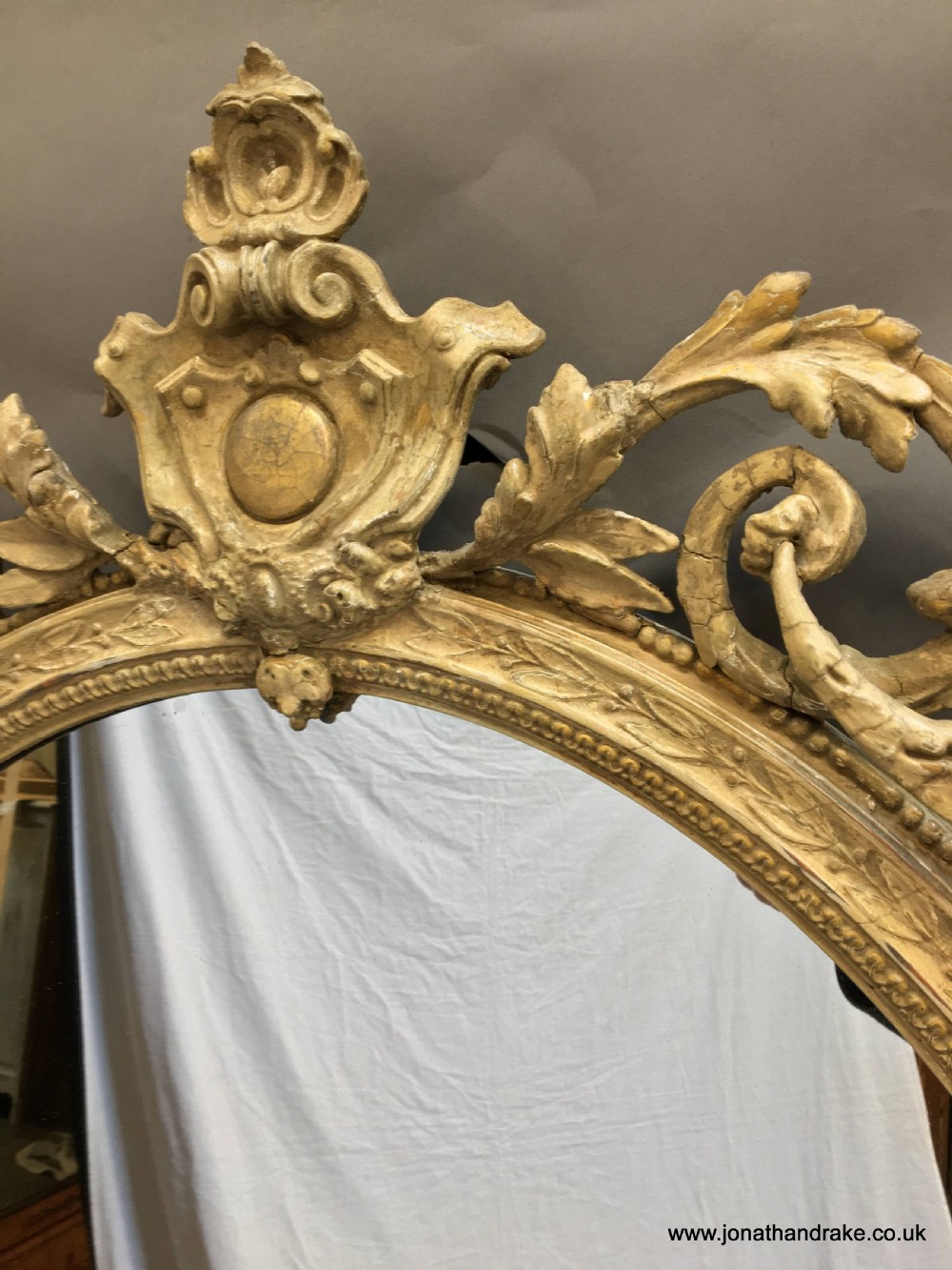 C19th ornate oval overmantle mirror View XII