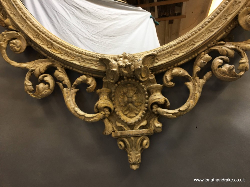 C19th ornate oval overmantle mirror View XIV