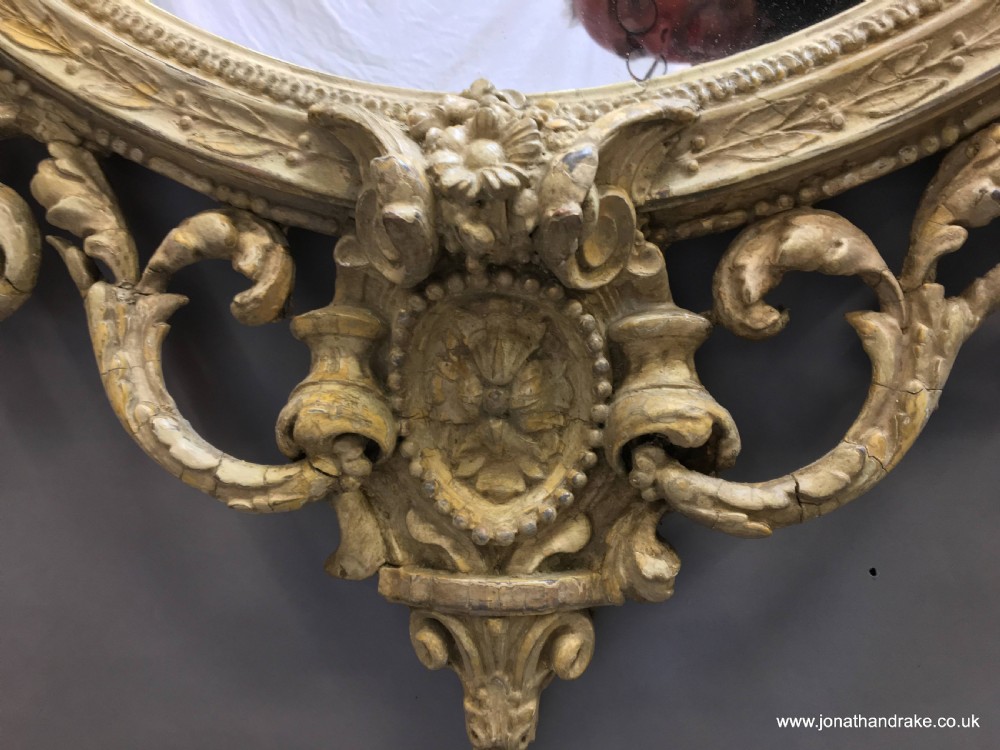 C19th ornate oval overmantle mirror View XVI