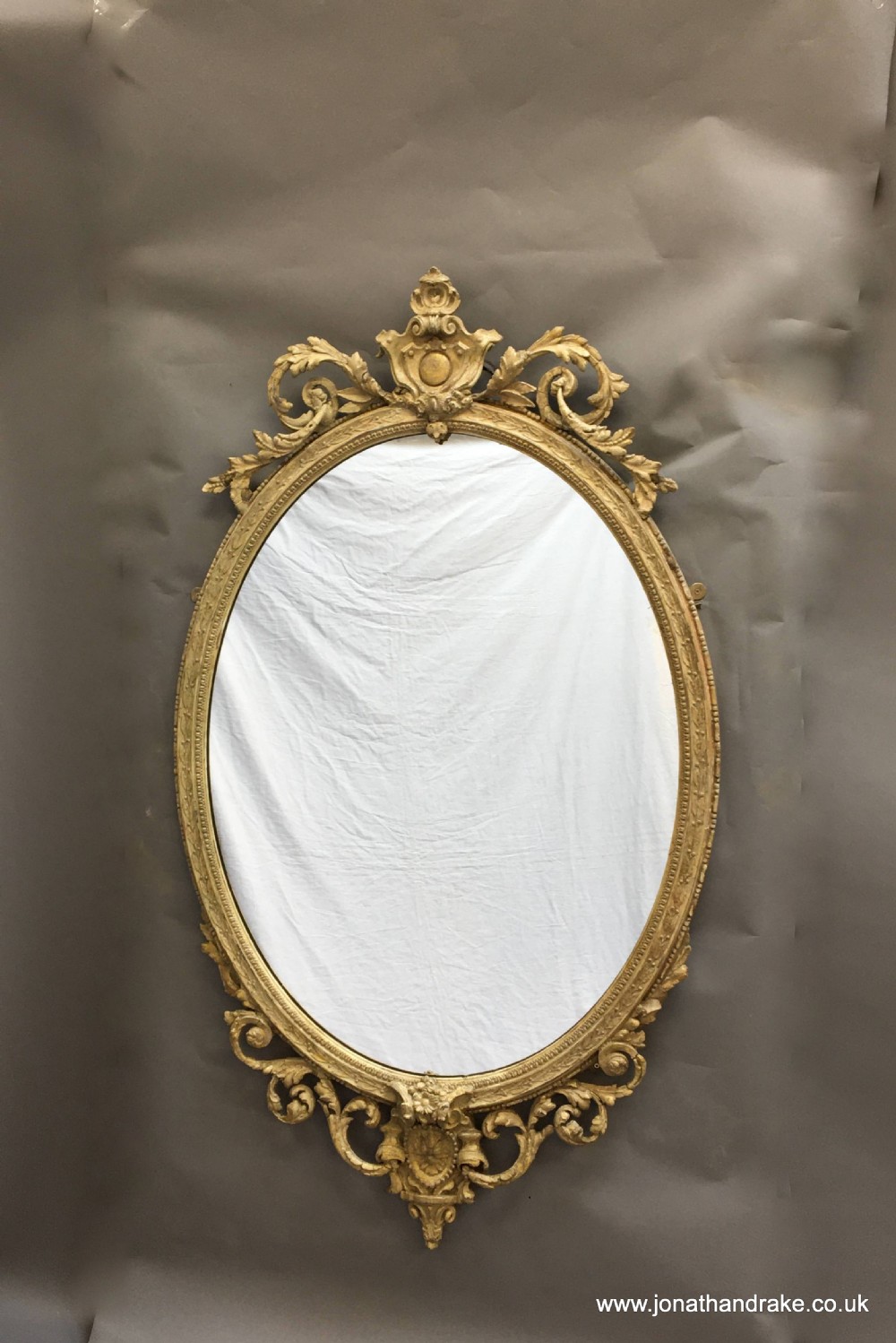 C19th ornate oval overmantle mirror View XVII