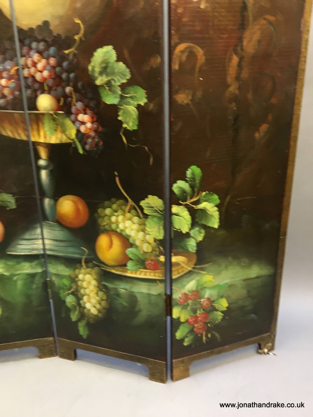 painted leather 4 fold screen View III