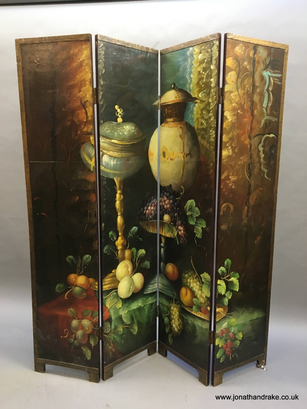 painted leather 4 fold screen View VIII